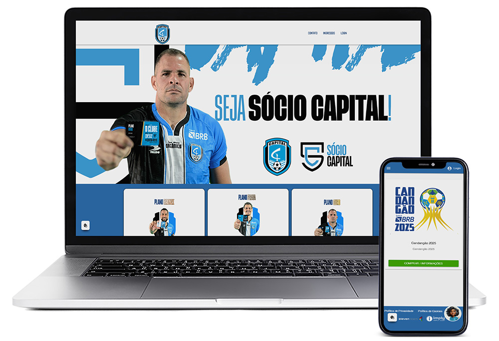 notebook e celular mostram a página de adesão para sócios do Capital SAF