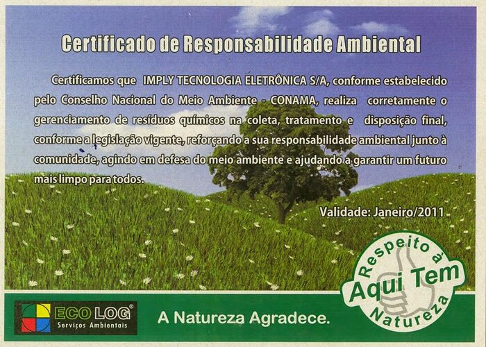 Imply® Recebe Certificado de Responsabilidade Ambiental