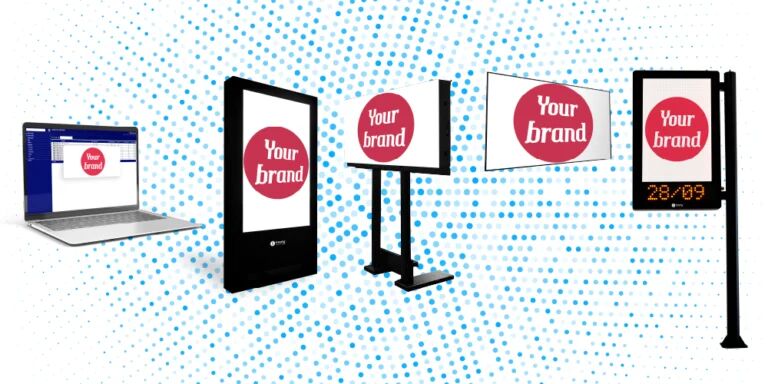 Displays digitais com logotipo da sua marca