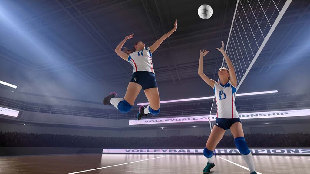 jogadoras de volei em ação na quadra