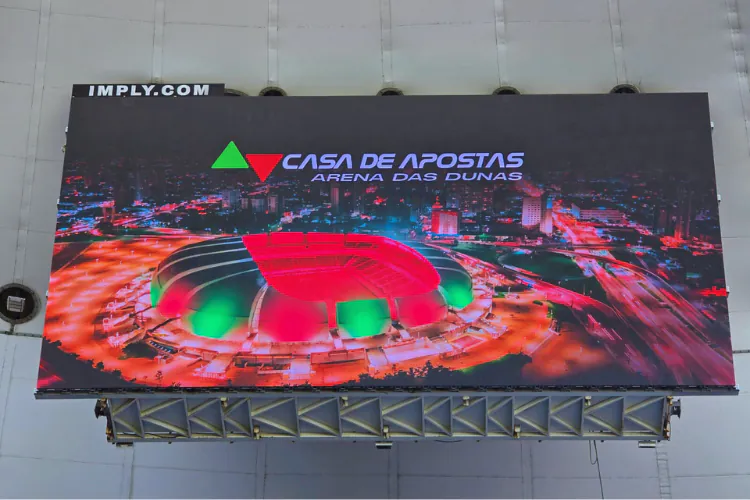 Placa da Casa de Apostas na Arena das Dunas